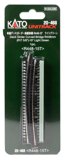 PREORDER Kato N 20468 Unitrack 17.6" 15 Degree Curved Deck Girder Bridge, Light Green | 12.6