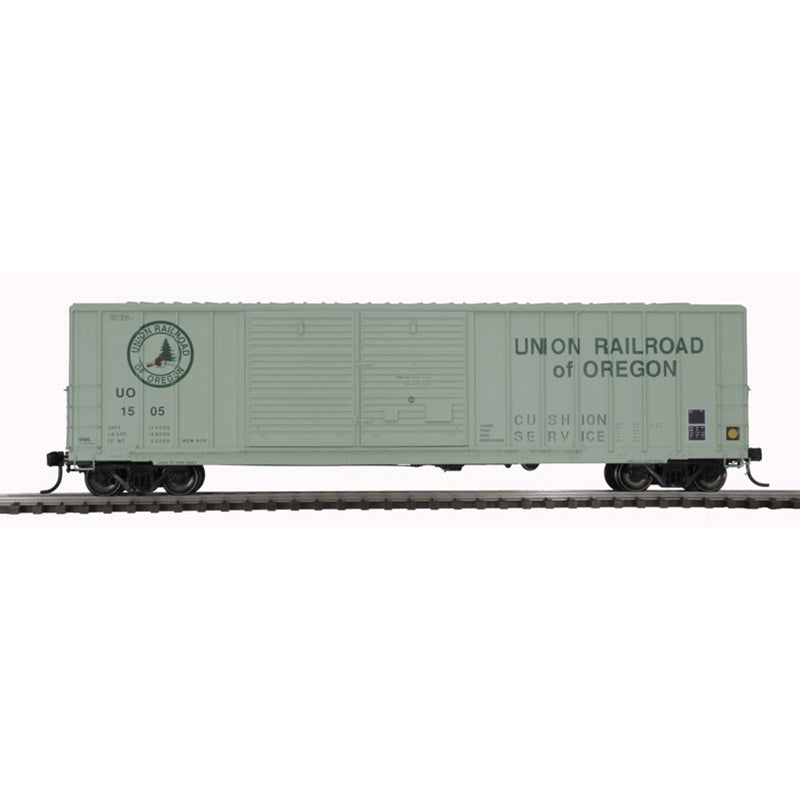 Atlas 20005877 FMC 5077 50' Double-Door Boxcar with Offset Doors - Ready to Run - Master(R) -- Union Railway of Oregon 1508 (green), HO Scale