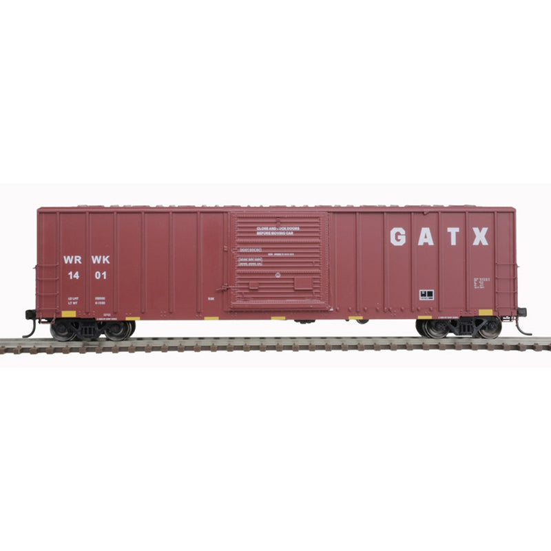 Atlas 20006213 FMC 5077 Single-Door Boxcar - Ready to Run -- GATX WRWK 1405 (Boxcar Red, white), HO Scale