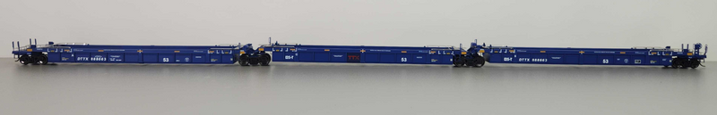 Atlas 20006625 HO 53' ARTICULATED WELL CAR SET  TTX (xBRAN FORWARD THINKING LOGO) 888663 (BLUE/WHITE/RED)