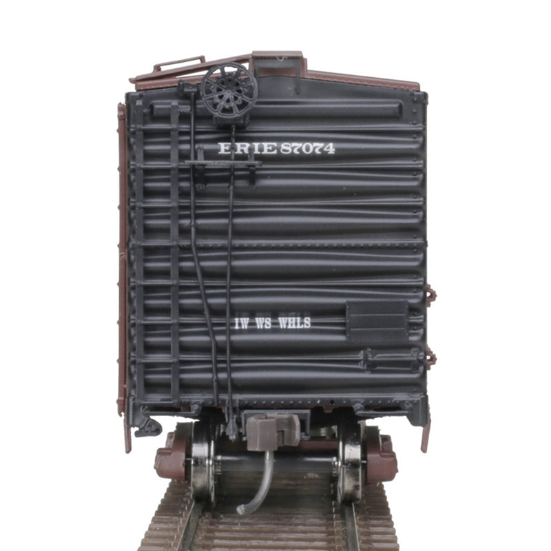 Atlas 20006819 HO 40' Postwar Box Car w/ 8' Door Erie 87187 (Brown/White/Black)