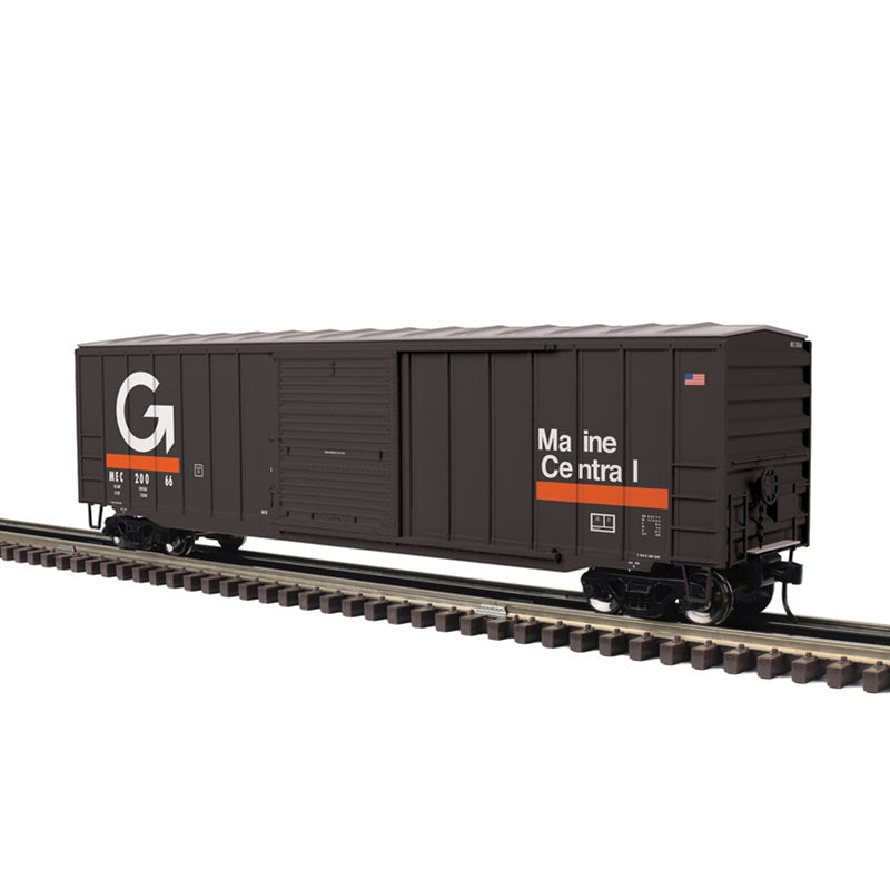 PREORDER Atlas 2001185 ACF 50'6" Boxcar - 2-Rail - Ready to Run - Trainman(R) -- Guilford MEC (gray, orange, white), O