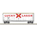 PREORDER Atlas 2001192 40' Plug-Door Boxcar - 2-Rail - Ready to Run -- Lucky Lager (white, red), O