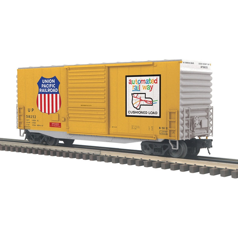PREORDER Atlas 2001184 40' Hy-Cube Boxcar - 2-Rail - Ready to Run - Trainman(TM) -- Union Pacific (Armour Yellow, Large Shiteld & Map Logos), O