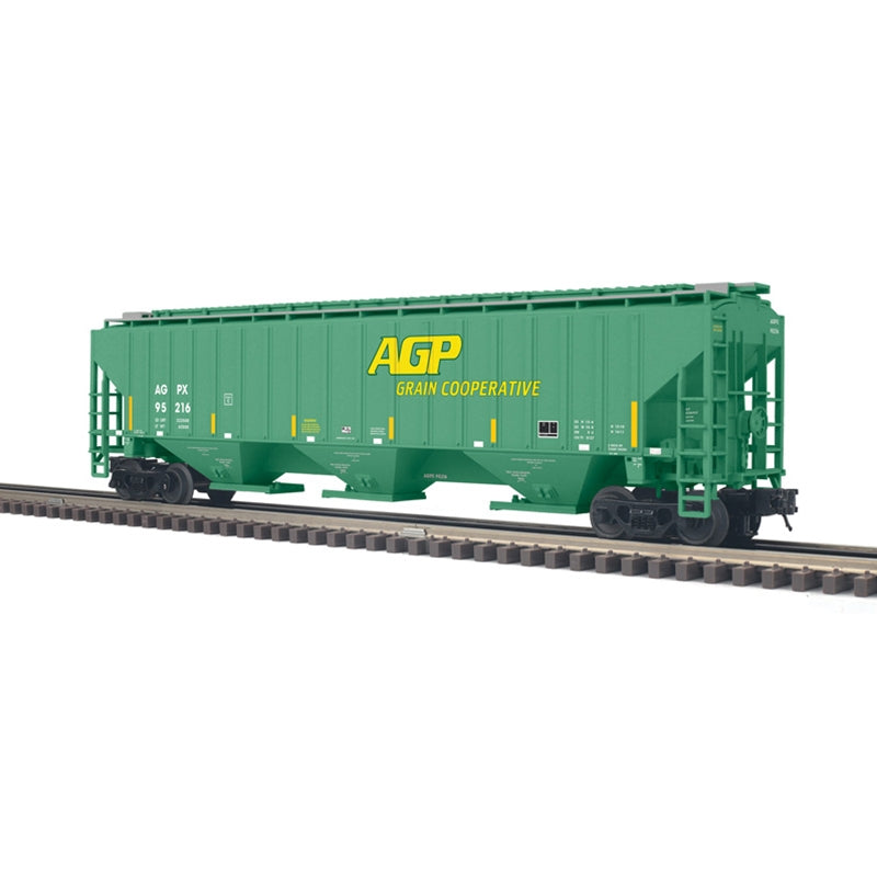 PREORDER Atlas 2001688 Pullman-Standard PS-4750 Covered Hopper - 2-Rail - Ready to Run - Trainman(R) -- Ag Processing AGPX (green, yellow), O
