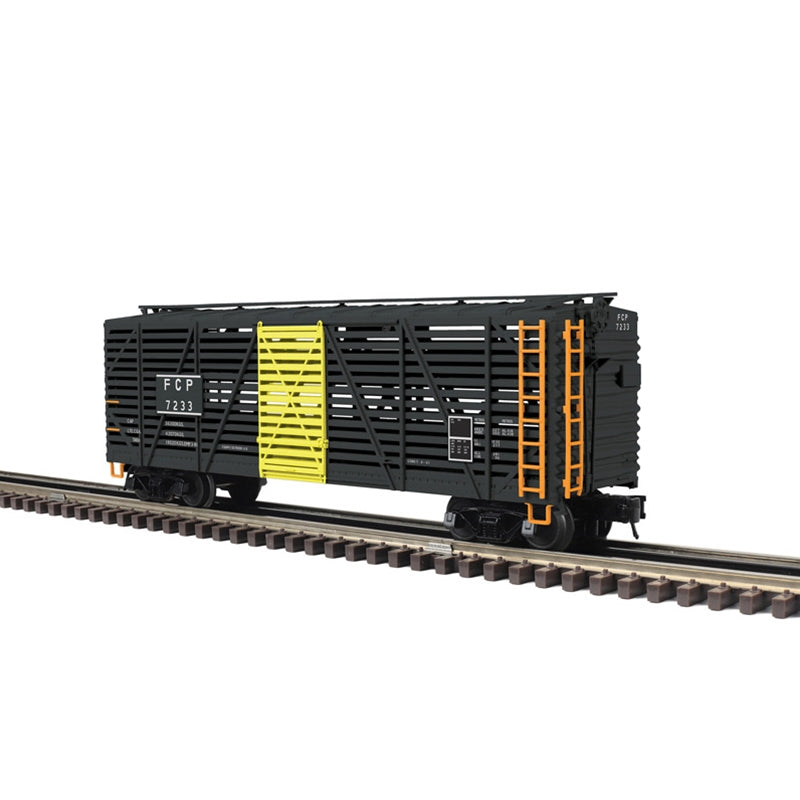 PREORDER Atlas 2002463 40' Steel Stock Car - 2-Rail - Ready to Run - Trainman(R) -- Ferrocarril Del Pacifico (black, yellow), O