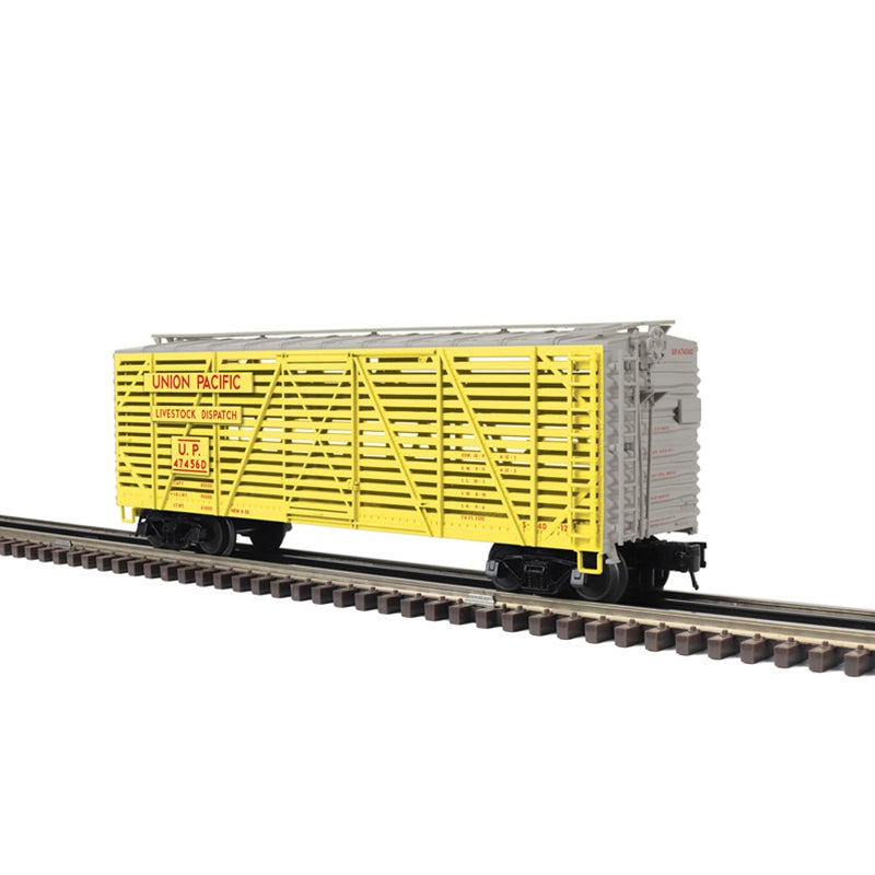 PREORDER Atlas 2002464 40' Steel Stock Car - 2-Rail - Ready to Run - Trainman(R) -- Union Pacific (yellow, red, silver), O