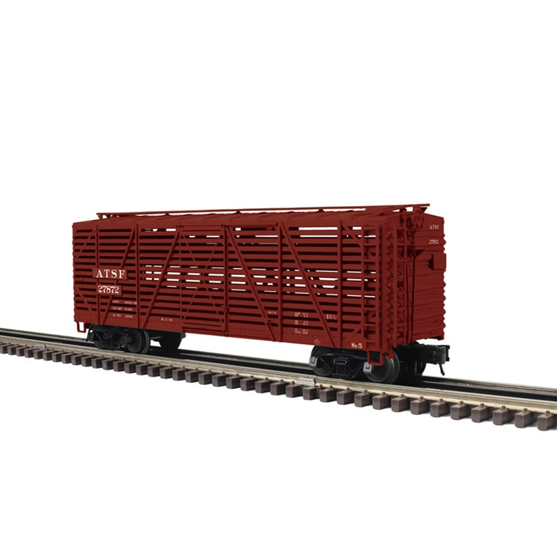 PREORDER Atlas 2002415 40' Steel Stock Car - 3-Rail - Ready to Run - Trainman(R) -- Santa Fe (Boxcar Red), O