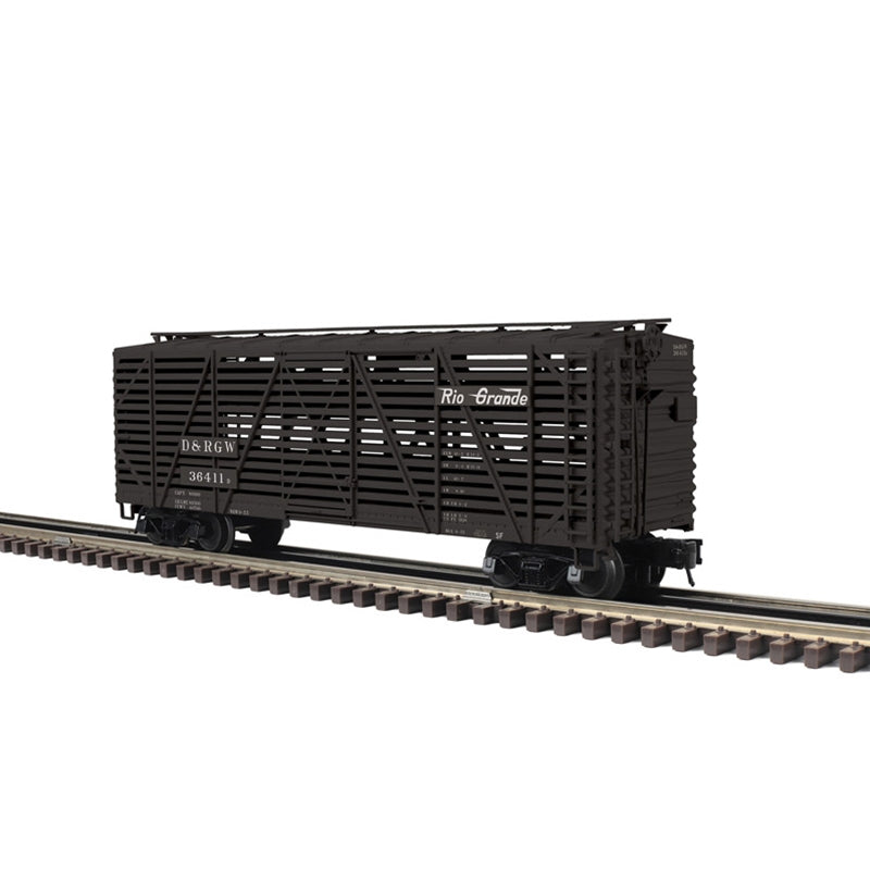 PREORDER Atlas 2002466 40' Steel Stock Car - 2-Rail - Ready to Run - Trainman(R) -- Denver & Rio Grande Western (black, Flying Grande), O