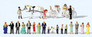 Preiser HO 13011 Wedding Reception with Horse-Drawn Carriage, Carriage, Horses, 21 Figures