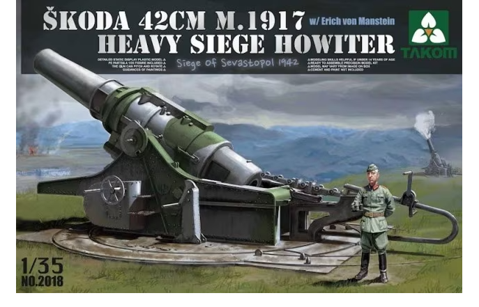 Takom Models - 2018 1:35 Skoda 42cm M.1917 Heavy Siege Howitzer Siege Of Sevastopol 1942 (w/ Erich von Manstein)