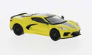 Brekina HO PCX870672 2020 Chevrolet Corvette (C8) Stingray, Assembled, Yellow, Black