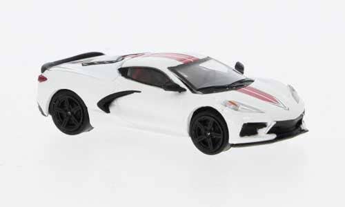 Brekina HO PCX870673 2020 Chevrolet Corvette (C8) Stingray, Assembled, White, Red, Black