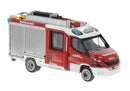PREORDER Brekina HO PCX870778 2021 Iveco Magirus Daily MLF Fire Truck, Assembled, Werk-FW Deutz (red, silver, white, German Lettering)