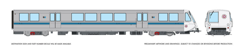 PREORDER Rapido HO 204507 BART A-B-B-A Car Transit Set, Bay Area Rapid Transit Bicentennial Logo (4-Pack) (DCC & Sound Equipped)