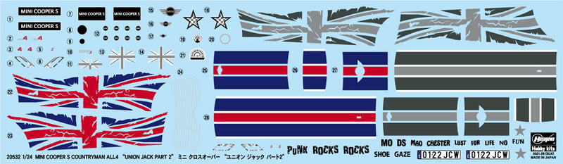 Hasegawa Models 20532 Mini Crossover “Union Jack Part 2”  1:24 SCALE MODEL KIT