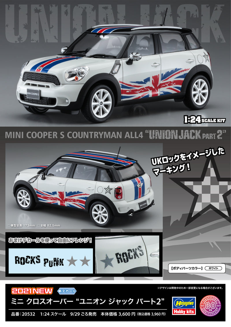 Hasegawa Models 20532 Mini Crossover “Union Jack Part 2”  1:24 SCALE MODEL KIT