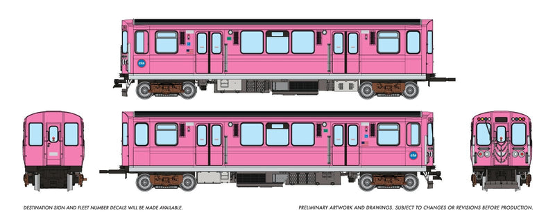 PREORDER Rapido HO 208516 CTA 2600-series L, Chicago Transit Authority "Pink Line Promotional"