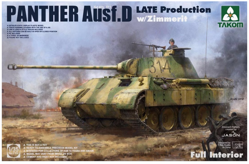 Takom Models - 2104  Sd.Kfz. 171 Panther Ausf. D Late Production w/Zimmerit Full Interior