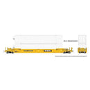 PREORDER Rapido 401061 HO Gunderson 53' Husky Stack Well Car 3-Pack with 6 Containers - Ready to Run -- TTX (As-Delivered, yellow, black)