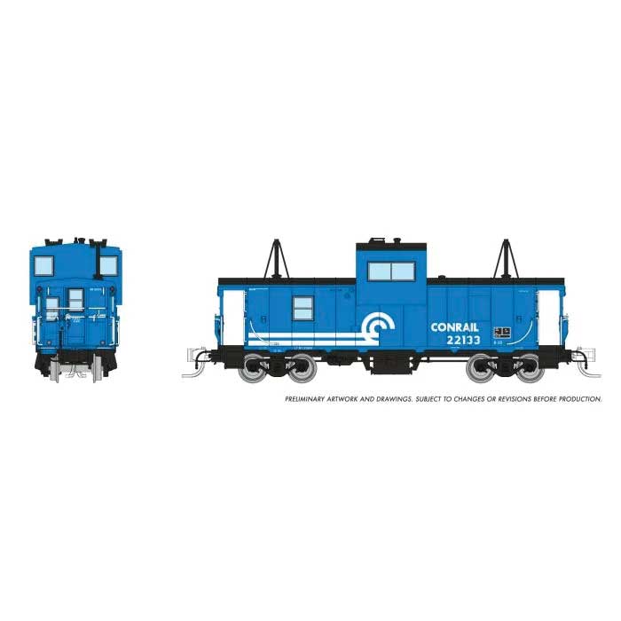 Rapido 510027 N Angus Shops Wide Vision Caboose with Lights - Ready to Run -- Conrail