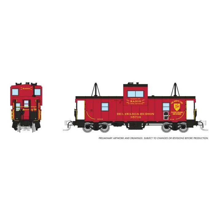 Rapido 510030 N Angus Shops Wide Vision Caboose with Lights - Ready to Run -- Delaware & Hudson
