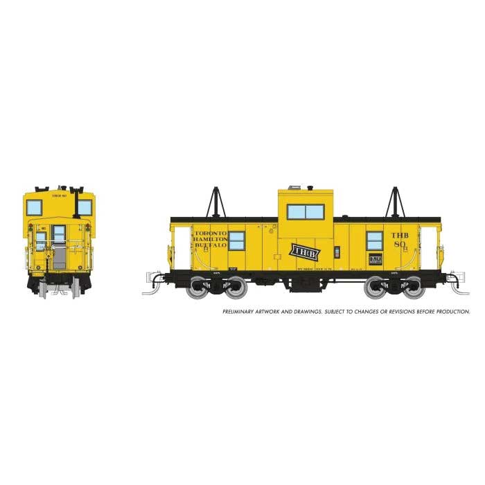 Rapido 510022 N Angus Shops Wide Vision Caboose with Lights - Ready to Run -- Toronto, Hamilton & Buffalo