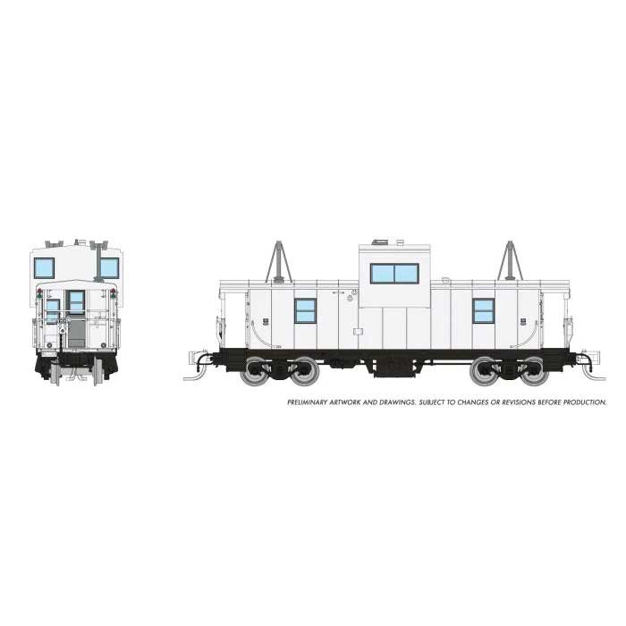 Rapido 510097 N Angus Shops Wide Vision Caboose with Lights - Ready to Run -- Painted, Unlettered (white)