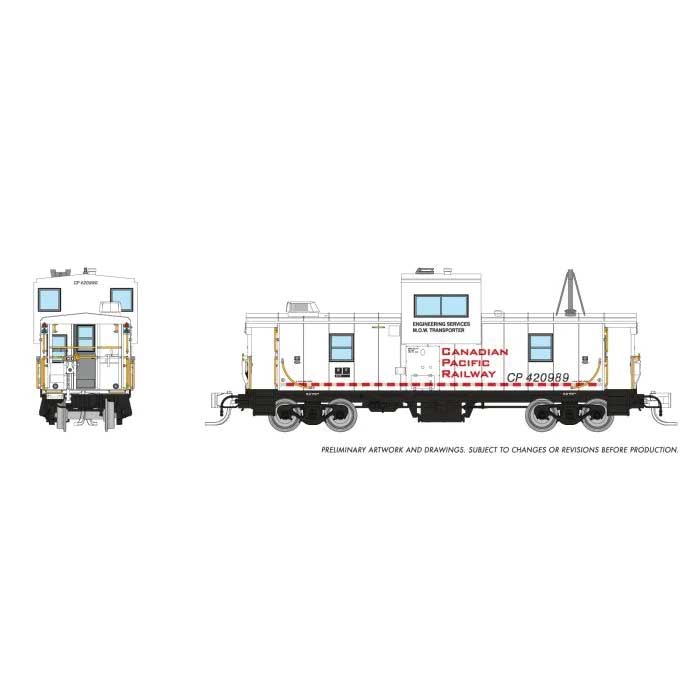 Rapido 510008 N Angus Shops Wide Vision Caboose with Lights - Ready to Run -- Canadian Pacific