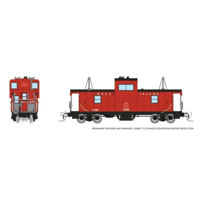 Rapido 510037 N Angus Shops Wide Vision Caboose with Lights - Ready to Run -- Rock Island