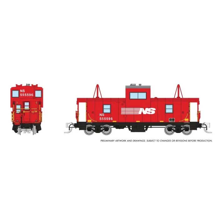 Rapido 510034 N Angus Shops Wide Vision Caboose with Lights - Ready to Run -- Norfolk Southern
