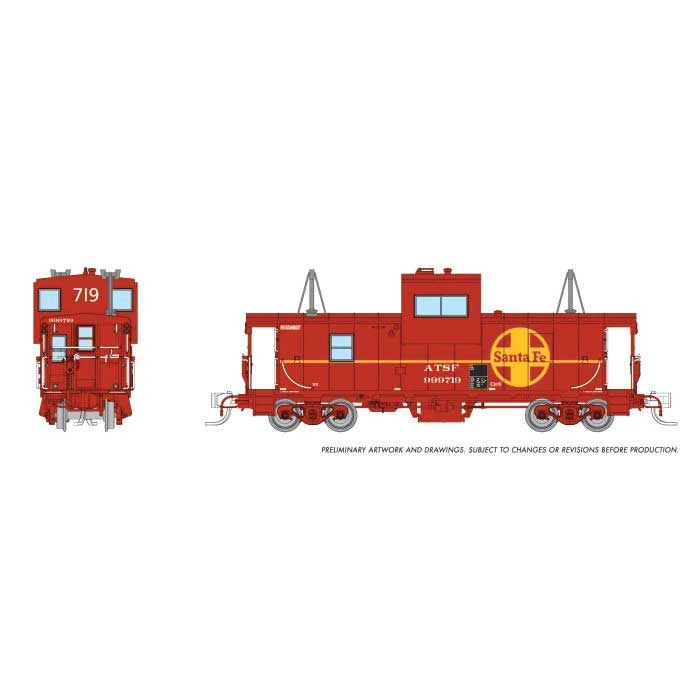 Rapido 510040 N Angus Shops Wide Vision Caboose with Lights - Ready to Run -- Santa Fe