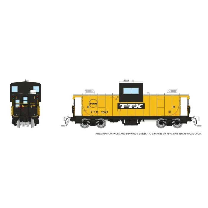 Rapido 510043 N Angus Shops Wide Vision Caboose with Lights - Ready to Run -- TTX