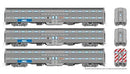 Rapido HO 145004 Budd Gallery Bi-Level Commuter Cab Coach & 2 Coach Set, Metra Set
