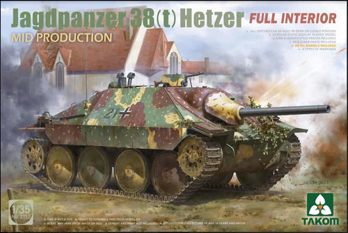 Takom Models - 2171 - 1:35 -Jagdpanzer 38(t) Hetzer MID PRODUCTION w/ Full Interior