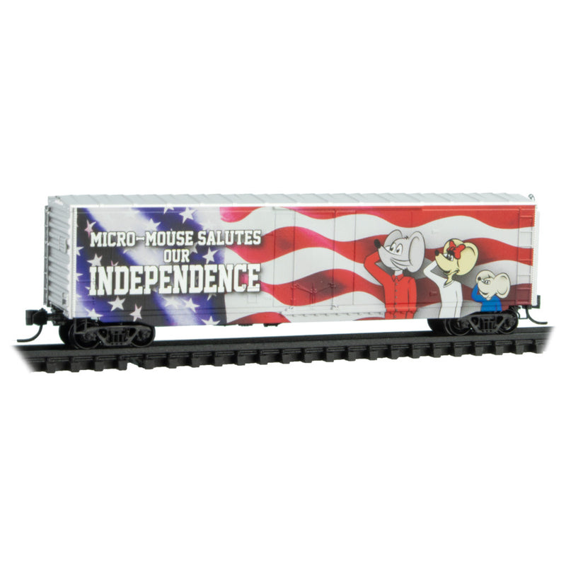 Micro-Trains 038 00 580 50' Standard Box Car, Plug Door, w/o Roofwalk, Independence Day, N Scale