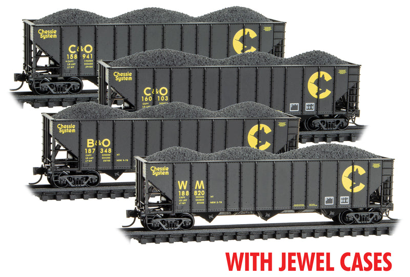 Micro-Trains 983 00 217 Open Hopper, 3-Bay, 100 Ton, Chessie B&O, N Scale (4)