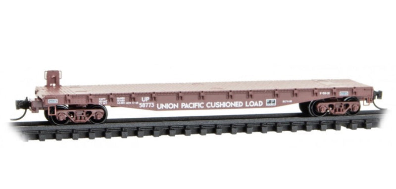 Micro-Trains 045 00 721 50' Flat Car, Fishbelly Side, w/ Side Mount Brake Wheel, Union Pacific