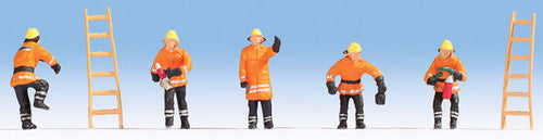Noch HO 15022 Orange Coat Firefighters with Ladders