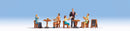 Noch HO 15838 Restaurant with 2 Tables & 4 Chairs, Waiter & 4 Patrons