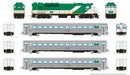 PREORDER Rapido HO 226004 GP40TC, Cab Car & 2 Coach Train-Only Set, Standard DC, GO Transit Early Green Set