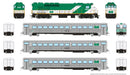 PREORDER Rapido HO 226005 GP40TC, Cab Car & 2 Coach Train-Only Set, Standard DC, GO Transit Early Green Set