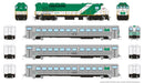 PREORDER Rapido HO 226008 GP40TC, Cab Car & 2 Coach Train-Only Set, Standard DC, GO Transit Late Green Set