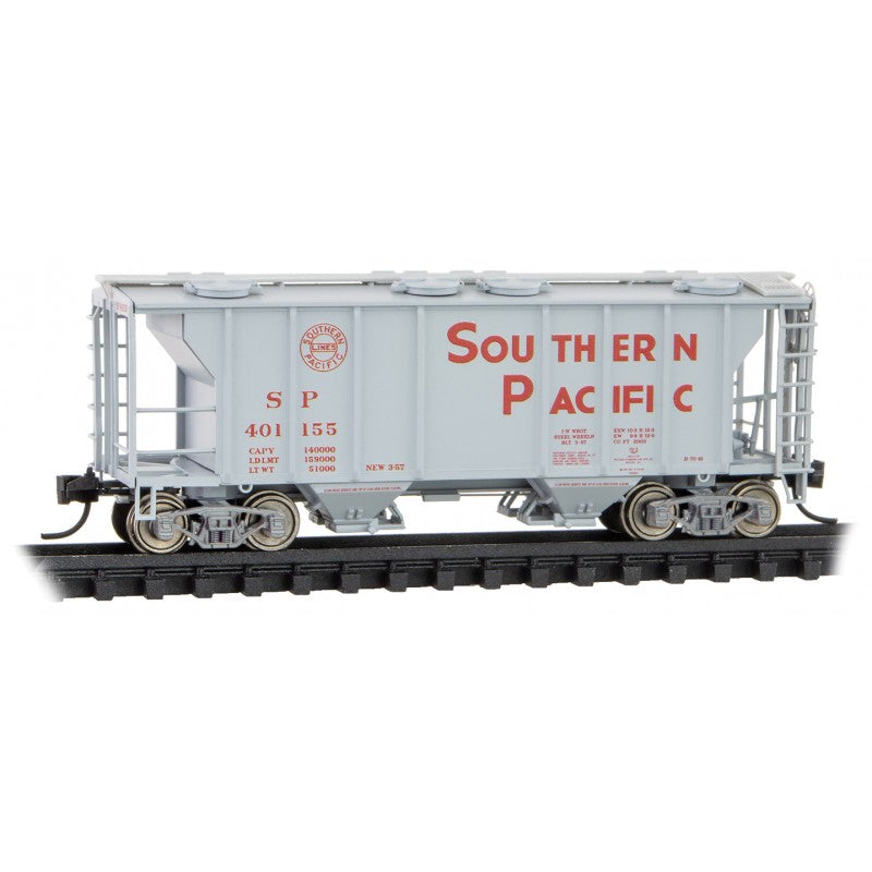 Micro Trains Line #095 00 071 PS-2 2-Bay Covered Hopper - Ready to Run -- Southern Pacific #401155 (gray, red), N Scale
