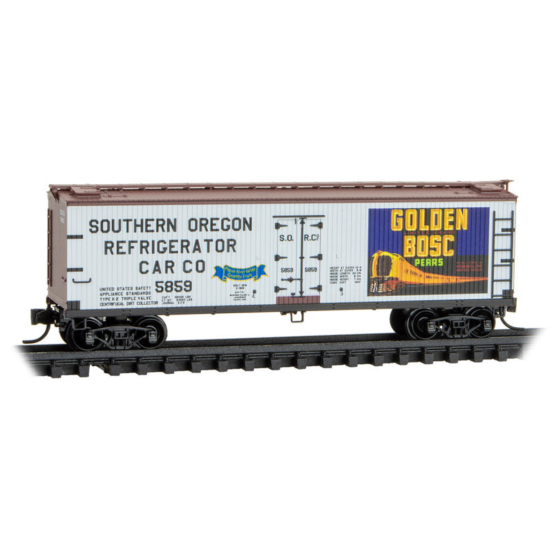 Micro-Trains 049 00 942 40' Double-Sheathed Wood Reefer, w/ Vertical Brake Wheel, Bosc Pear