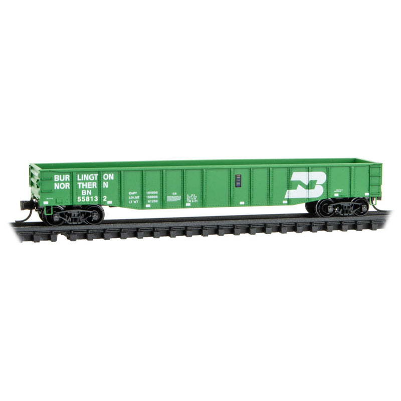 Micro-Trains 105 00 642 50' Steel Side, 14 Panel, Fixed End Gondola, Fishbelly Sides, Burlington Northern