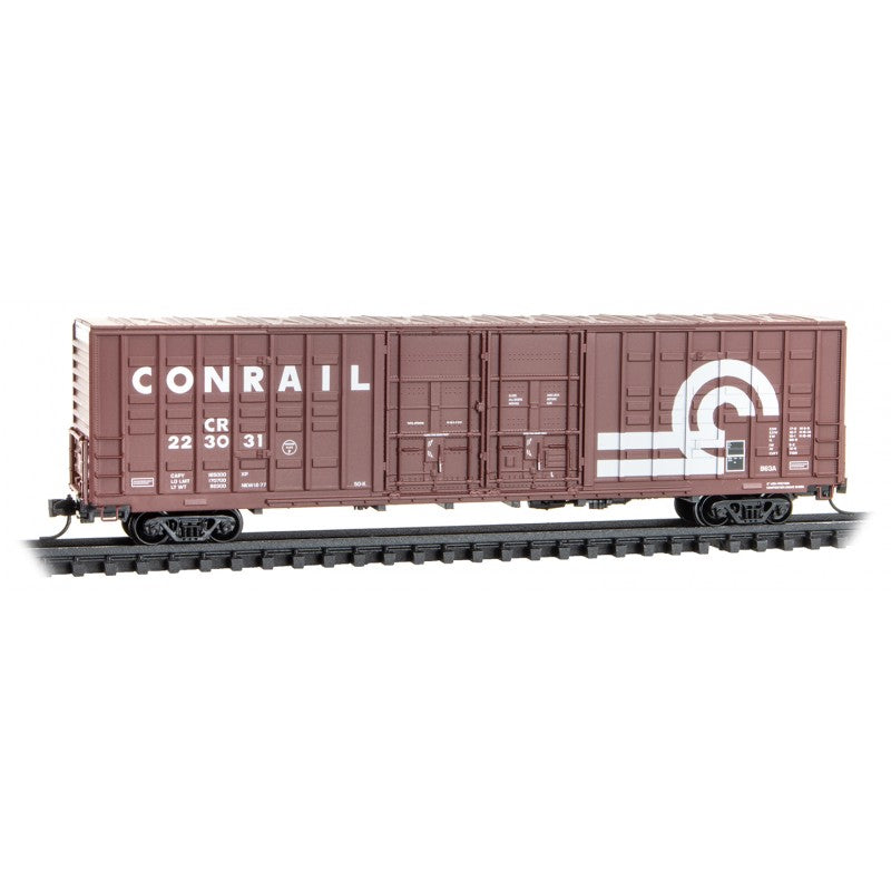Micro Trains Line #103 00 210  Berwick 60' Excess-Height Waffle-Side Double Plug-Door Boxcar - Ready to Run -- Conrail #223031 (Boxcar Red, white, Large Logo), N Scale