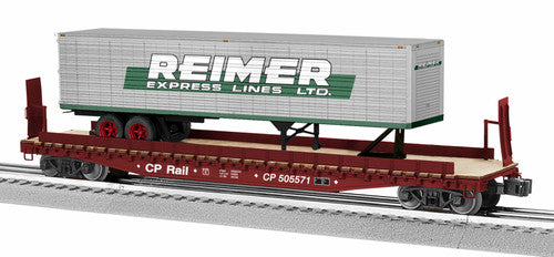 Lionel O 2326380 50' Flat Car with Reimer Trailer, Canadian Pacific