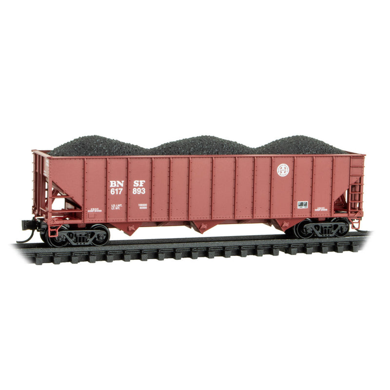 Micro-Trains 108 00 641 100-Ton 3-Bay Open Hopper, Rib Sides, w/ Coal Load, BNSF