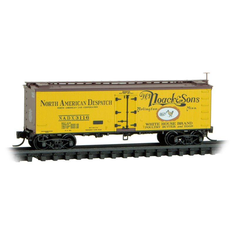 Micro-Trains 058 00 603 36' Wood Sheathed Ice Reefer, w/ Modern Steel Underframe, HM NOACK & SONS